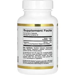 Магній бісгліцинат California Gold Nutrition Magnesium Bisglycinate Formulated with TRAACS 200 мг 60 вегетаріанських капсул - мініатюра 2
