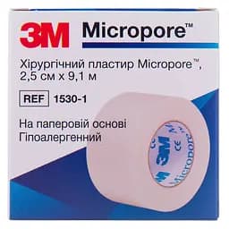 Медичний пластир 3M Micropore е1530-1 хірургічний на нетканій основі 2.5 см х 9.1 м