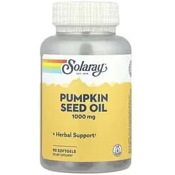 Олія насіння гарбуза Solaray Pumpkin Seed Oil 1000 мг 90 гелевих капсул