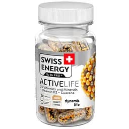 Вітаміни та мінерали з гуараною Swiss Energy ActiveLife 25 Vitamins and Minerals+Vitamin K2+Guarana 30 капсул