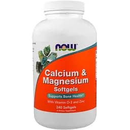 Вітаміни та мінерали Now Кальцій & Магній + Вітамін D 240 желатинових капсул