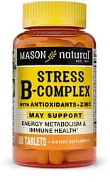 Вітаміни та мінерали Mason Natural Stress B-Complex With Antioxidants + Zinc, 60 таблеток