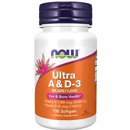 Вітаміни А та Д Now Foods Ultra A & D 25000/1000 100 софтгель