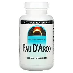 Кора мурашиного дерева Source Naturals Pau D'Arco 500 mg, 250 таблеток для підтримки печінки