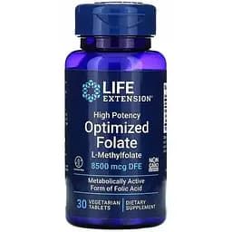 Фолат Life Extensions Optimized Folate 8500 мкг DFE 30 таблеток