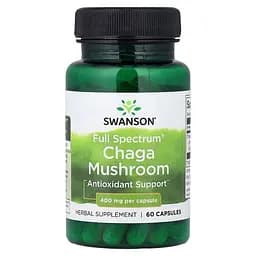 Гриб чага Swanson Chaga Mushroom 400 mg Full Spectrum, 60 капсул - мініатюра 1