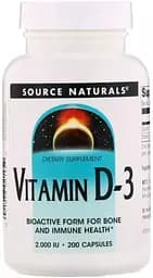 Витамины и минералы Source Naturals Vitamin D3 2000 IU, 200 капсул