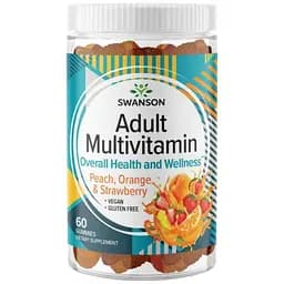 Вітамінно-мінеральний комплекс Swanson Adult Multivitamin Peach, Orange, Strawberry 60 жувальних цукерок