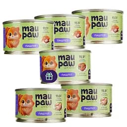 Набір вологого корму для дорослих котів MAU PAW  600 г (5 шт. + 1 шт. подарунок х 100 г)