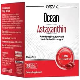 Астаксантин Orzax Ocean Astaxanthin, 30 капсул для поддержки глаз, кожи