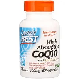 Коензим Q10 з біоперином Doctor's Best High Absorption CoQ10 with BioPerine 200 мг 60 вегетаріанських капсул