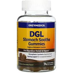 Корінь солодки (лакриці) Enzymedica DGL Stomach Soothe Gummies зі смаком німецького шоколаду 74 жувальні цукерки