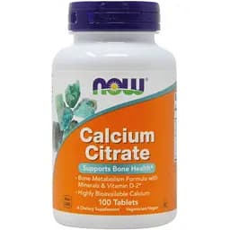 Витамины и минералы Now Calcium Citrate Tablets 100 таблеток