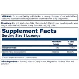 Вітаміни Solaray Vitamin B12, 2000 мкг Natural Cherry 90 льодяники - мініатюра 2