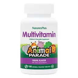 Вітаміни та мінерали NaturesPlus Animal Parade Children's Multivitamin 180 жувальних таблеток Виноград
