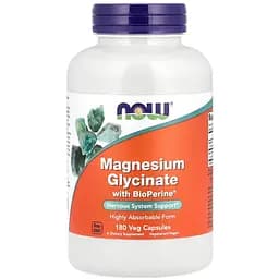 Дієтична добавка Now Foods Magnesium Glycinate with BioPerine 180 вегетаріанських капсул - мініатюра 1
