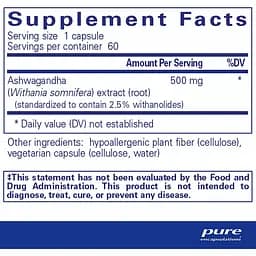 Ашвагандха Pure Encapsulations Ashwagandha 60 капсул - мініатюра 2
