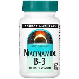 Витамины и минералы Source Naturals Niacinamide B3 100 мг 250 таблеток