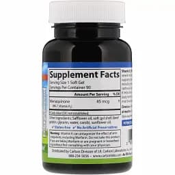 Вітамін K2 MK-7 Carlson Labs Vitamin K2 MK-7 45 мкг 90 капсул - мініатюра 2
