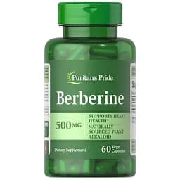 Берберин гидрохлорид Puritan's Pride Berberine 500 mg, 60 капсул для поддержания здоровья сердца