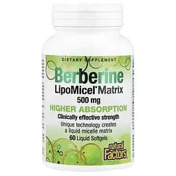 Берберин Berberine LipoMicel Matrix Natural Factors 60 гелевых капсул