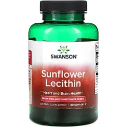 Натуральная добавка Swanson Sunflower Lecithin от Non-Gmo Sunflower Seeds 1200 mg 90 капсул