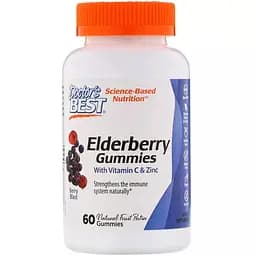 Чорна Бузина з Вітаміном С і Цинком Doctor's Best Elderberry Vitamin C & Zinc 60 цукерок
