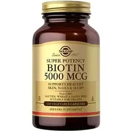 Вітаміни та мінерали Solgar Biotin 5000 mcg, 100 вегакапсул