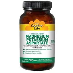 Магній і калій аспартат Country Life Magnesium Potassium 180 таблетки