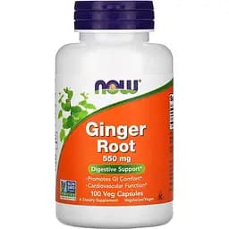 Натуральная добавка Now Ginger Root 550 mg 100 вегакапсул
