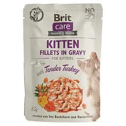 Беззерновий вологий корм для кошенят Brit Care Cat pouch ніжна індичка 85 г