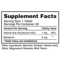 Мелатонін Earths Creation Melatonin 5 mg with B-6 Sublingual 60 шт. (1091-817 499) - мініатюра 2