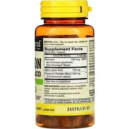 Кориця з альфа-ліпоєвою кислотою Mason Natural Cinnamon Alpha Lipoic Acid 60 капсул - мініатюра 2
