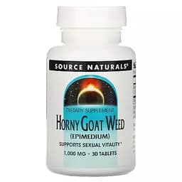 Епімедіум Source Naturals Horny Goat Weed 1000 mg, 30 таблеток для підтримки сексуальної енергії