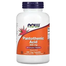 Вітаміни та мінерали NOW Pantothenic Acid 500 mg, 250 вегакапсул