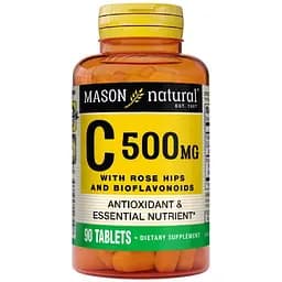Вітамін C з шипшиною та біофлавоноїдами Mason Natural 500 мг 90 таблеток