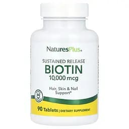 Біотин Natures Plus Biotin 10000 mcg 90 tabs Nature's Plus (1086-2023-10-2360)