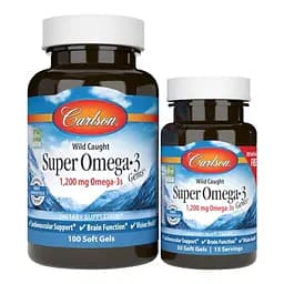 Жирные кислоты Carlson Labs Wild Caught Super Omega-3 Gems 1200 mg 100+30 капсул