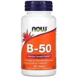 Витамины и минералы Now Vitamin B-50 100 таблеток