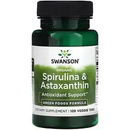 Натуральна добавка Swanson Organic Spirulina & Astaxanthin 120 таблеток