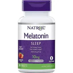 Мелатонін Natrol швидкорозчинний зі смаком полуниці 10 мг 30 таблеток