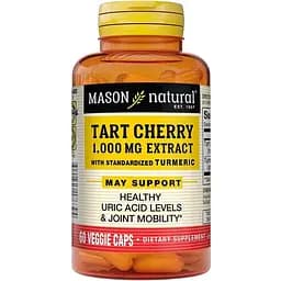 Натуральна добавка Mason Natural Tart Cherry Extract 1000 mg with Turmeric, 60 вегакапсул