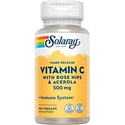 Вітаміни та мінерали Solaray Vitamin C with Rose Hip & Acerola 500 мг Tamed Release 100 вегакапсул