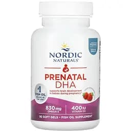 Докозагексаєнова кислота (ДГК) для вагітних Nordic Naturals Prenatal DHA 830 мг зі смаком полуниці 90 капсул