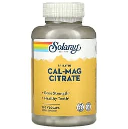 Кальцій і магній Solaray Cal-Mag Citrate High Potency 180 капсул