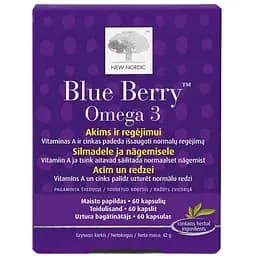 Вітаміни для очей New Nordic Blue Berry Omega 3 засіб для покращення зору 60 капсул