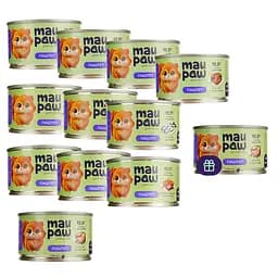 Набір вологого корму для дорослих котів MAU PAW  1.2 кг (11 шт. + 1 шт. подарунок х 100 г)