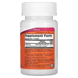 Вітаміни та мінерали NOW Vitamin D3 10000 IU, 120 капсул - мініатюра 2