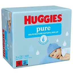 Набір вологі серветки Huggies Pure 2+1 168 шт. (3 уп. по 56 шт.)