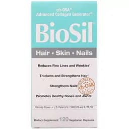 Активатор коллагену Natural Factors BioSil 120 вегетаріанських капсул - мініатюра 1